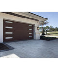 Endicott Collection 1-Light Outdoor Wall Lantern In Antique Bronze With Etched Umber Linen Glass on modern garage wall