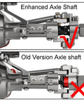 Comparison between enhanced and old axle shaft for Beefy 330mm Wheelbase Rock Crawler Frame Chassis With SCX10 Axles Nylon Roll Cage Independent Shocks LCG Transmission Steel Gears One Tenth RC Crawler Upgrade For Axial SCX10 Red.