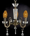 Prato Chandelier In Antique Brass Finish With Multicolored Glass, 12 By 15 Inches, Three 40W Candelabra Bulbs Not Included.