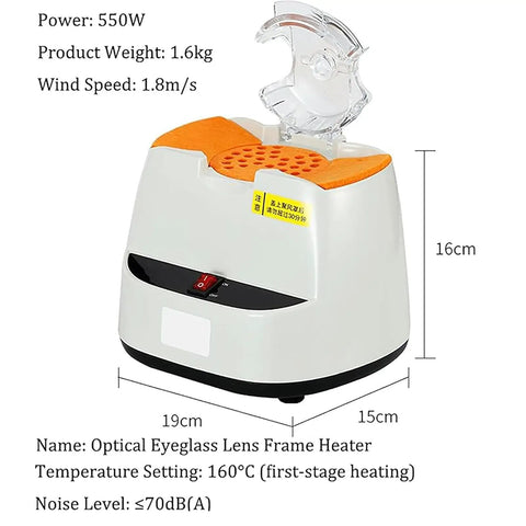 Straight Up Pro Grade Eyeglasses Frame Heater With Zero Fuss Ceramic Hot Air Warmer for fast optical adjustments, 550W, compact design.