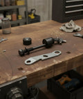 Heavy Duty Trailer Lock Bolt And Hitch Pin Replacement For Bike Racks Anti Theft Security Fastener with tools on a workbench.