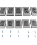 Solid Stainless Steel Wall Outlets Heavy Duty Ten Piece Electrical Sockets For Home And Office set of 10 with screws