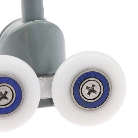 Rock Solid Zinc Alloy Double Shower Door Roller Wheels With Precision Ball Bearing For No Fuss Smooth Glide Cabinet Window And Frameless Glass Track Replacement 25Mm Size close-up of dual roller wheels with bearings.