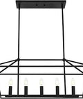 Black 5 Light Industrial Pendant Chandelier For Dining Rooms And Kitchen Islands Linear Candle Style Light Fixture With E12 Base Matte