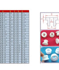 Table of dimensions and diagram with white Silicone Rubber Snap-On Grommets And Hole Plugs For Wire And Cable Protection Gray 4.5mm To 50.6mm Bore Range End Caps Bung Covers Temperature Resistant -40C To 250C Durable Weatherproof Seal 1 2 5 Piece Set