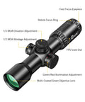 Crossbow Scope 1.5 To 5x32 Magnification With Red Green Illuminated Ballistic Reticle 8.2 Inch Length, 30 Mm Tube, FPS Dial
