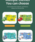 4 In 1 Puzzle Racer Car Track Set For Kids, Four Theme Raceway Playset with dinosaur, land, ocean, and space themes