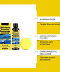 No Hassle Auto Scratch Remover And Swirl Polish Kit Safe For Every Paint Color Easy One Step Car Detailing with yellow sponge.