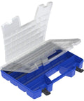 Multi Compartment Hardware And Crafts Portable Organizer Storage Case in blue with adjustable dividers and clear lid, 18x13x4 inches