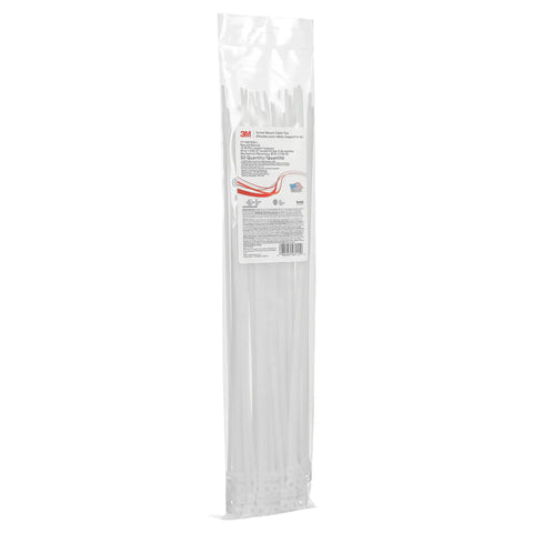 Top Shelf Screw Mount Cable Ties Packed In A Bag Of One Hundred Pieces Measuring Eight Inches Black With A Knockout Fifty Pound Pull Rating Plenum Approved Sun Proof For Indoor Outdoor Cable Wrangling That Is Dead Simple in packaging.