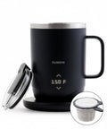 Rechargeable Self Heating Coffee Mug With Adjustable Temperature Control And Charging Base 16 Oz Electric Warmer Cup displaying temperature controls.