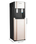 Bottom Loading 5 Gallon Water Dispenser With Hot And Cold Water, 620W 110V Vertical Cooler in gold finish, front view