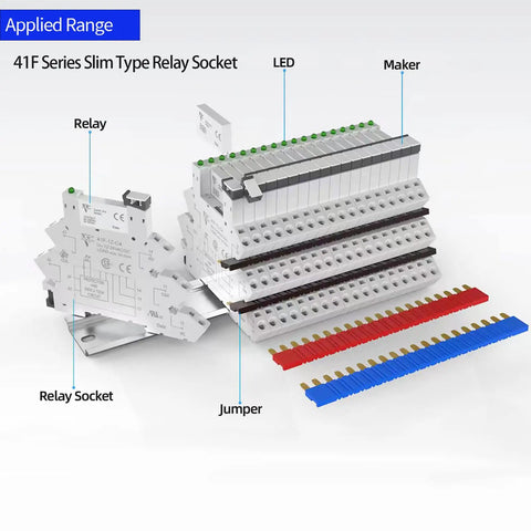 General Purpose Electromagnetic Relay Jumper Set For Socket HF41F-1Z-C2 with screw terminal connector and color-coded wires