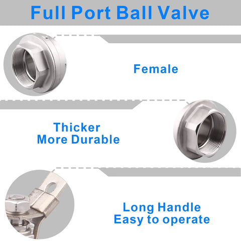 Stainless Steel 304 Ball Valve Full Port Heavy Duty Pro Grade For WOG With Locking Device 3 Inch NPT High Pressure 1000 PSI diagram