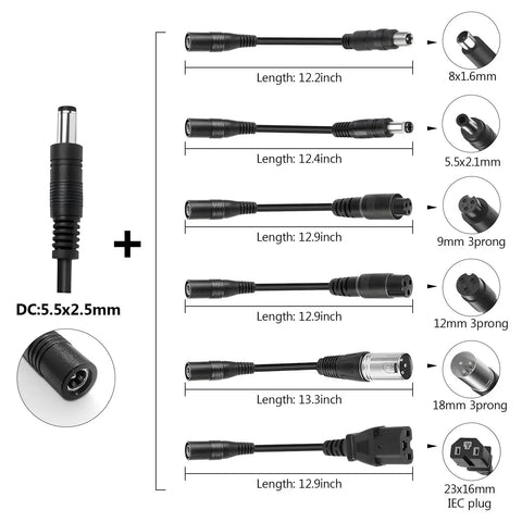54.6V 2A UL Listed Electric Scooter Charger Replacement For Hiboy Gotrax GXL Jetson Razor And More, 7 In 1 connectors