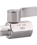 Stainless Steel Ball Valve Inline One Quarter Inch NPT Female To Male Thread Pack Of 2 Heavy Duty SUS316 Body With Double Seal