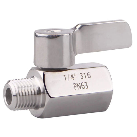 Stainless Steel Ball Valve Inline One Quarter Inch NPT Female To Male Thread Pack Of 2 Heavy Duty SUS316 Body With Double Seal