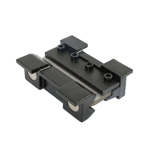 Magnetic Vise Mount Metal Brake Bender for DIY metalworking, 4-inch quick release, holds 14 gauge steel and 2mm aluminum, black view.