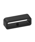 Rock Solid Silicone Keeper Rings For Watch Bands No Dangle Drama Quick Snap Retainer Clips, smooth black silicone clip lying flat.