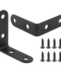 20 Piece 2 Inch L Brackets Stainless Steel Right Angle Corner Braces Built For Shelves Cabinets Chairs And Wood Furniture Black Finish Easy Install With Screws Included displayed
