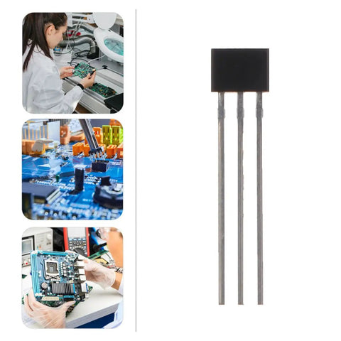 40 Piece Miniature Hall Effect Magnetic Sensor Kit With 3 Pin Alloy Detectors For Industrial Production And Magnetic Material Analysis, a 3-pin sensor on white background