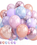 Pastel Mermaid Balloons Set With Pearl Rose Gold And Metallic Pink Purple Blue Latex Party Balloons For Girls Birthday Party