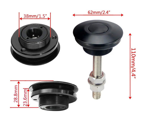 2 Pack Quick Release Hood Pin Kit Universal Fit 2.44 Inch Diameter Aluminum Alloy And Stainless Steel Latch Push Button Lock Clips