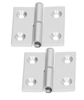Heavy Duty Aluminum Door Hinges for Cabinets and Furniture Featuring Slick Resin Bushings High Hardness Construction for Ridiculous Durability and Zero Friction Motion in Every Swing Set of 2 displayed in silver finish.