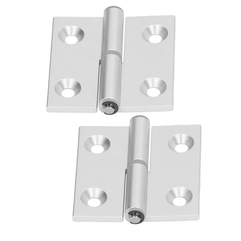 Heavy Duty Aluminum Door Hinges for Cabinets and Furniture Featuring Slick Resin Bushings High Hardness Construction for Ridiculous Durability and Zero Friction Motion in Every Swing Set of 2 displayed in silver finish.