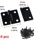 Twenty Four Heavy Duty Black Folding Butt Hinges With Smooth Swivel Function And Included Mounting Screws for fast cabinet fixes, 24 pcs.