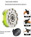Trimmer Line Replacement Spool Kit Fits WG168 WG184 WG190 WG191 Auto Feed 20ft 0.080 Inch Refills With WA0037 Cap Covers