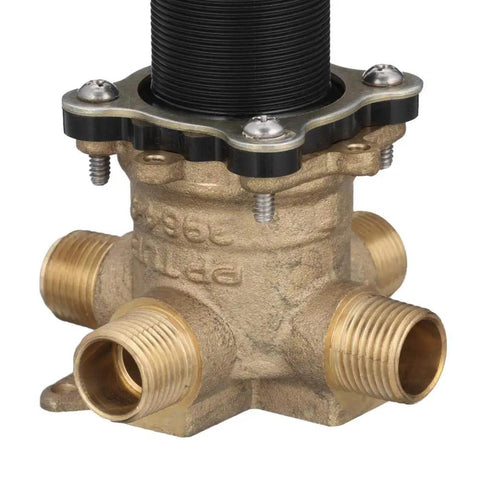 Versatile half inch mixing rough in valve built tough from solid brass for single handle shower trims with dual copper sweat
