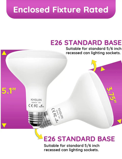 Tunable WiFi BR30 Smart Flood Light Bulbs 13W 100W Equivalent 1300LM 2700K-6500K RGB Color Changing E26 Standard Base
