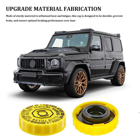 Brake Fluid Cap And Master Cylinder Reservoir Cap Replacement OEM 4683656AB 5014518AA Plug N Play in front of a black SUV