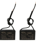 CBB61 6uF 250V AC Capacitor For Ceiling Fans 2 Wire 50/60Hz Pack Of 2 Replacement with black wiring