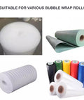 Various bubble wrap rolls displayed, suitable for Heavy Duty Wall Mount Bubble Wrap Dispenser Features Solid Galvanized Steel Rack That Grips Large Cushioning Rolls Tight For Packing Stations And Shipping Jobs In Warehouse Settings.