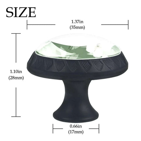4 Pack Sage Green Floral Cabinet Knobs With Crystal Glass Drawer Pulls For Dresser Cupboard Kitchen Closet Hardware Black ABS Base