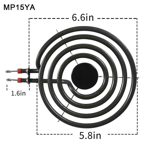 6-inch MP15YA 1500W element from Electric Range Burner Element Replacement Kit with Two 8 Inch MP21YA 2100W elements.