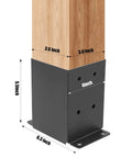 Beefy 4x4 Post Base Brackets Set of 4 Inner 3.6 x 3.6 Inch Post Anchors Black Powder Coated Steel Outdoor Support for Decks
