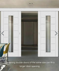 Soft Close Barn Door Slide Hardware Set With 59 Inch Track, Heavy Duty Pocket Door Kit installed in modern dining room.