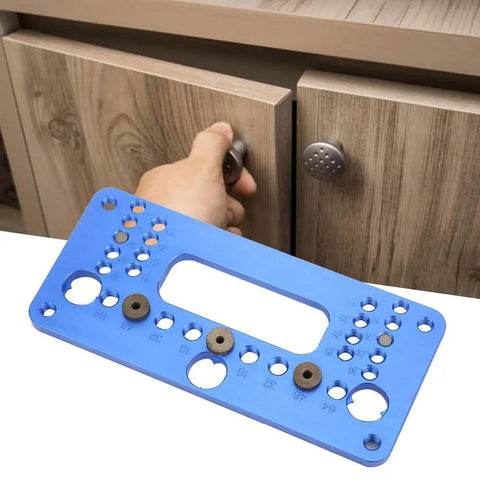 Dead Simple Precision Woodworking Jig Hole Opener Puncher Aluminum Alloy Locator Tool With Screwdriver for cabinet making and assembly.