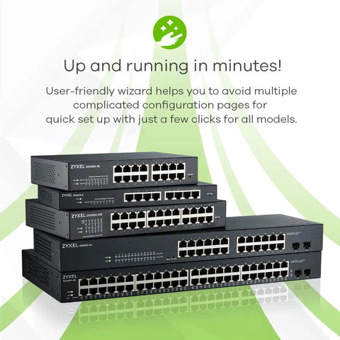 Stack of 24 Port PoE Switches with 170W Budget and 2 GbE SFP Uplinks Smart Managed Gigabit Network Switch GS1900-24HPv2