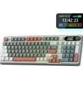 Slick Wireless Mechanical Keyboard With Integrated Smart Screen And Twist Knob For Rock Solid Triple Mode Connection And Total Fire Rgb Backlighting For Serious Gamers And Daily Hustlers Seeking A Clean Setup, featuring colorful keycaps and smart display.