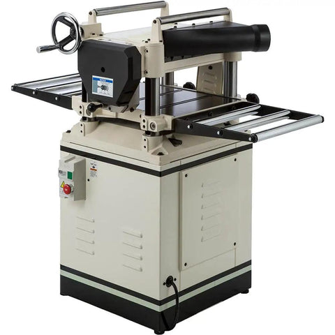 Heavy Duty 15 Inch Electric Wood Planer With A Beefy 3 HP Motor And Rock Solid Cast Iron Table Designed For Smooth Operation Featuring Ball Bearing Rollers And Reliable Magnetic Switch For Killer Results