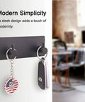 Ultra Handy Wall Key Holder With 4 Hooks And Dual Adhesive Tapes, Rust-Resistant Stainless Steel Key Rack For Door, Entryway, Kitchen Or Bathroom, Black Finish with keys hanging