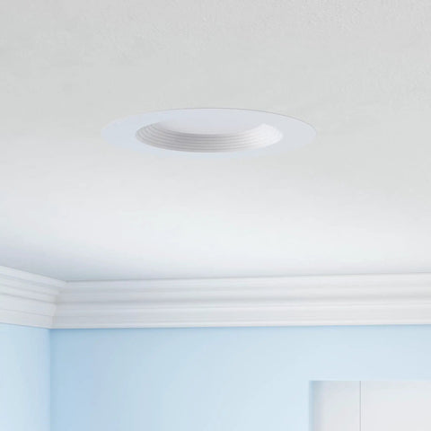 Ceiling installation of 12 Pack 5 to 6 Inch LED Recessed Downlights With Baffle Trim Wet Rated E26 Base 10.5W Equal 85W Dimmable 5CCT Color