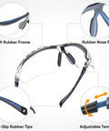 Anti Fog Safety Glasses For Men And Women, ANSI Z87.1 Approved, Scratch Resistant Eye Protection With Adjustable Arms, UV Shield