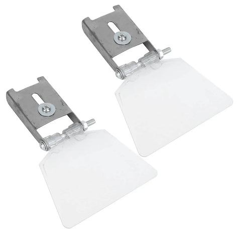 Beefy Bench Grinder Eye Shields Two Piece Kit With 304 Stainless Steel Spark Guards, clear protective shields mounted.