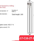 High Efficiency CNC Milling Cutter Rod For Deep Fast Feed And Superior Material Removal, 160mm long with 17mm blade diameter.