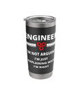 Not Arguing Just Explaining It With Engineering Logic Stainless Steel Insulated Tumbler Gift For Engineers, black design.